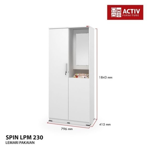 TERMURAH ACTIV FURNITURE SPIN LPM 230 LEMARI PAKAIAN 2 PINTU MEJA KACA - Image 2