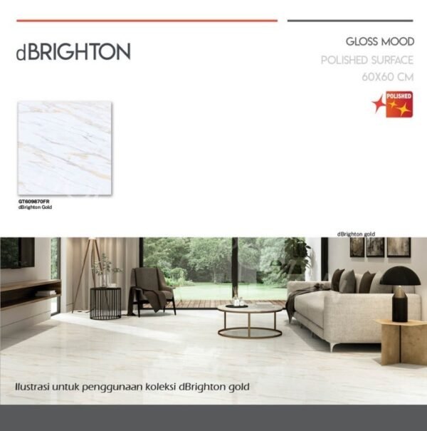 TERMURAH ROMAN GRANIT 60 X 60 GT609870FR DBRIGHTON GOLD (GLOSS) - Image 3