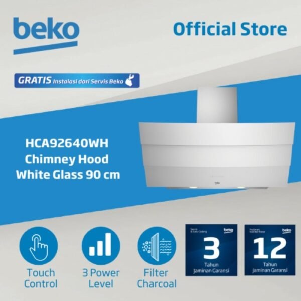 TERMURAH BEKO HCA92640WH Chimney Hood Wall Mounted Penghisap Asap - Image 2