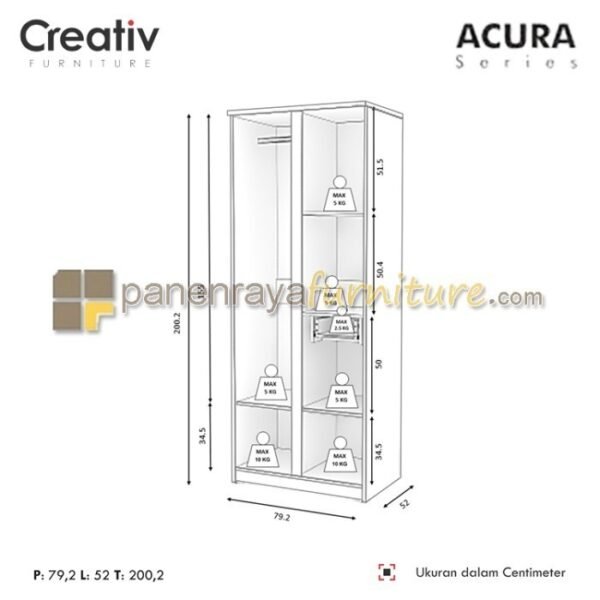 TERMURAH ACTIV FURNITURE ACURA LP 200 X 80 CM LEMARI PAKAIAN 2 PINTU - Image 4