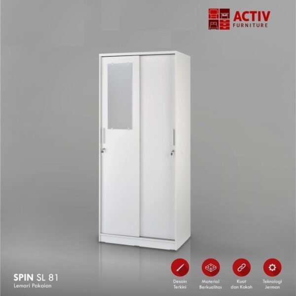 TERMURAH ACTIV FURNITURE SPIN SL 81 LEMARI SLIDING 2 PINTU PLUS CERMIN - Image 4