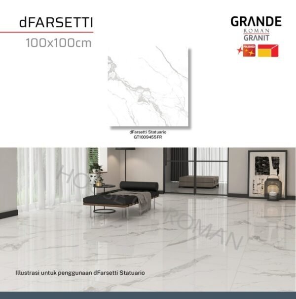 TERMURAH ROMAN GRANIT GRANDE 100 X 100 GT1009455FR DFARSETTI STATUARIO - Image 3