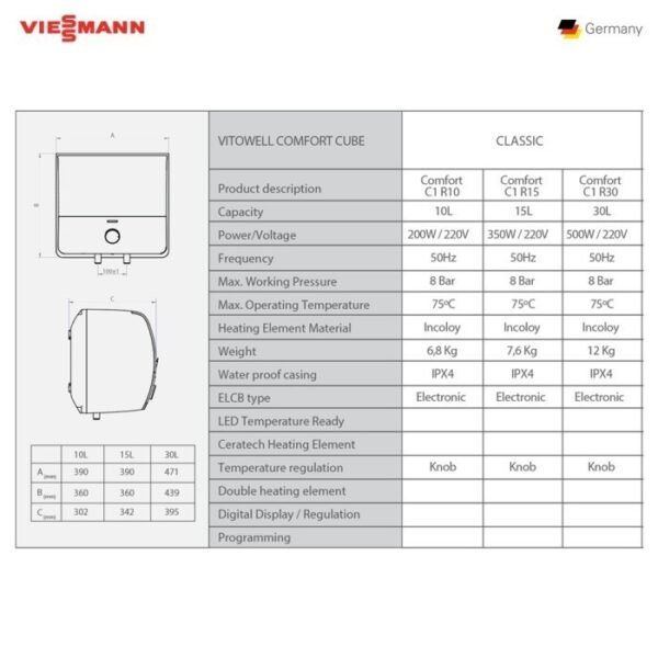 TERMURAH WATER HEATER VIESSMANN 10L 200WATT VITOWELL COMFORT C1 - Image 2