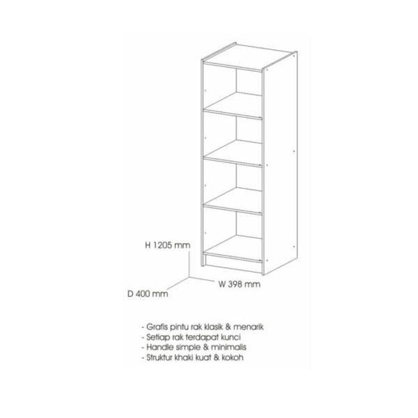 TERMURAH ACTIV FURNITURE PRIMO LSG 4 LEMARI RAK BUKU 4 SUSUN 40 X 120 - Image 2