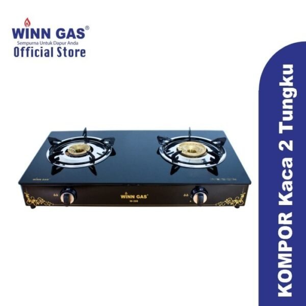 TERMURAH WINN GAS KOMPOR GAS 2 TUNGKU W399 TEMPERED GLASS - HITAM