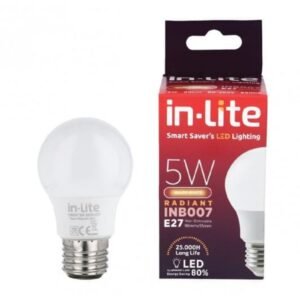 TERMURAH IN-LITE INB007 LAMPU LED BULB 5 WATT E27 WARM WHITE