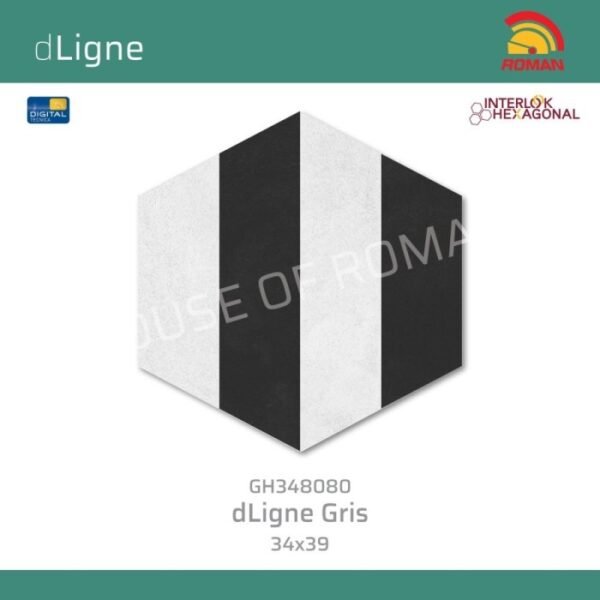 TERMURAH ROMAN HEXAGONAL 34 X 39  GH348080 dLigne Gris
