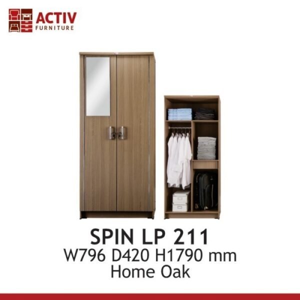 TERMURAH ACTIV FURNITURE SPIN LP 211 LEMARI PAKAIAN 2 PINTU PLUS KACA - Image 3