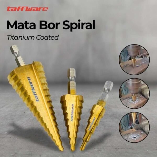 TERMURAH TAFFWARE MATA BOR SET 3 PCS Spiral Titanium Coated