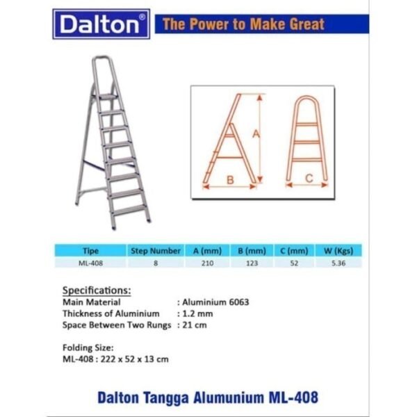 TERMURAH DALTON ML 408 Tangga Lipat Alumunium 8 STEPS 2.1M