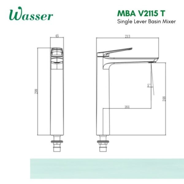TERMURAH WASSER MBA V2115 T Basin Mixer Kran Wastafel Air Panas Dingin - Image 2