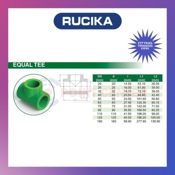 TERMURAH TEE TE T PPR 3/4" 3/4 INCH 25MM RUCIKA TIGRIS - Image 3
