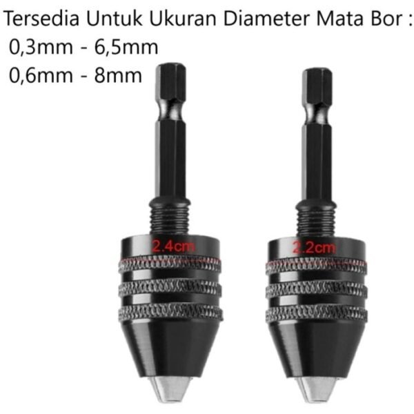 TERMURAH TAFFWARE MATA BOR DRILL CHUCK BIT 1/4 HEX SHANK 3 JAWS - Image 5