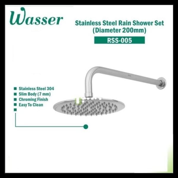 TERMURAH WASSER RSS-005 Kepala Shower Hujan Bulat Slim HEAD SHOWER SET - Image 2