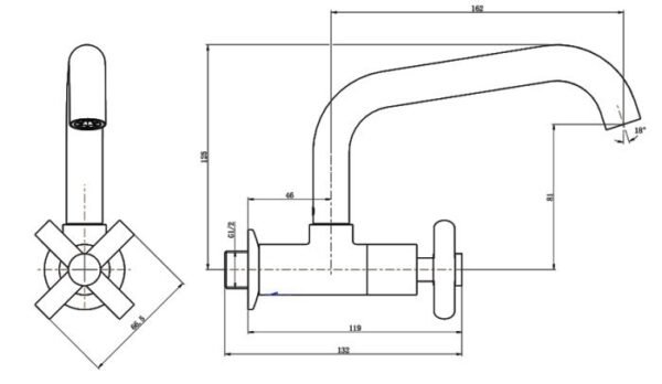 TERMURAH WASSER TC2 -055 Kran Dapur Baling Handle Swing Spout Sink Tap - Image 2