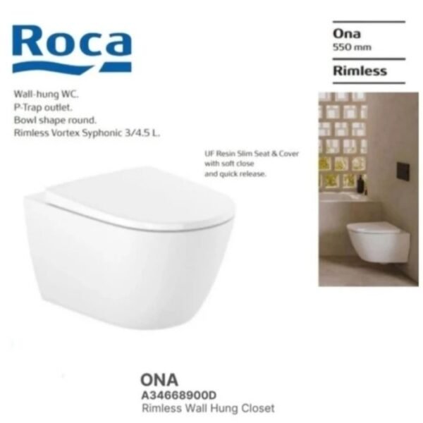 TERMURAH ROCA MONOBLOK / CLOSET ONA RIMLESS GANTUNG TOLIET - Image 3