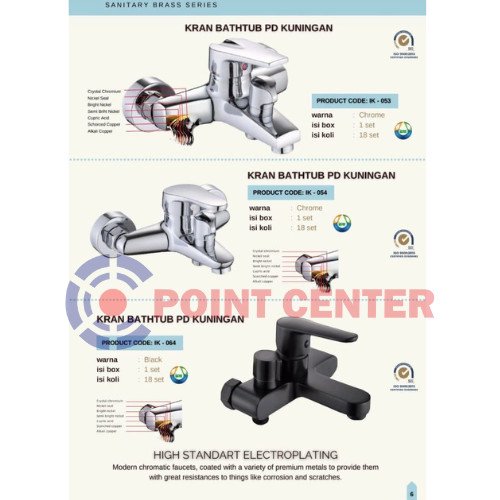 TERMURAH IGM IK 064 Kran Air Panas Dingin Hitam Shower Bathtub Mixer - Image 4