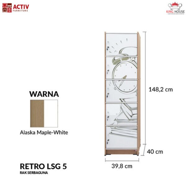 TERMURAH ACTIV FURNITURE RETRO LSG 5 LEMARI RAK BUKU 5 SUSUN - Image 2