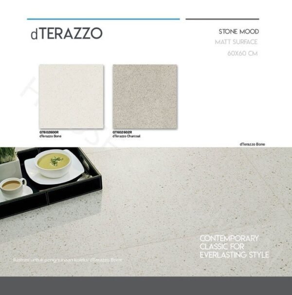 TERMURAH ROMAN GRANIT 60 X 60 GT602602R DTERAZZO CHARCOAL - Image 4
