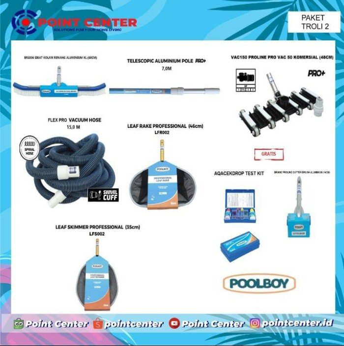 TERMURAH POOLBOY PAKET PERALATAN KOLAM RENANG TROLI 2