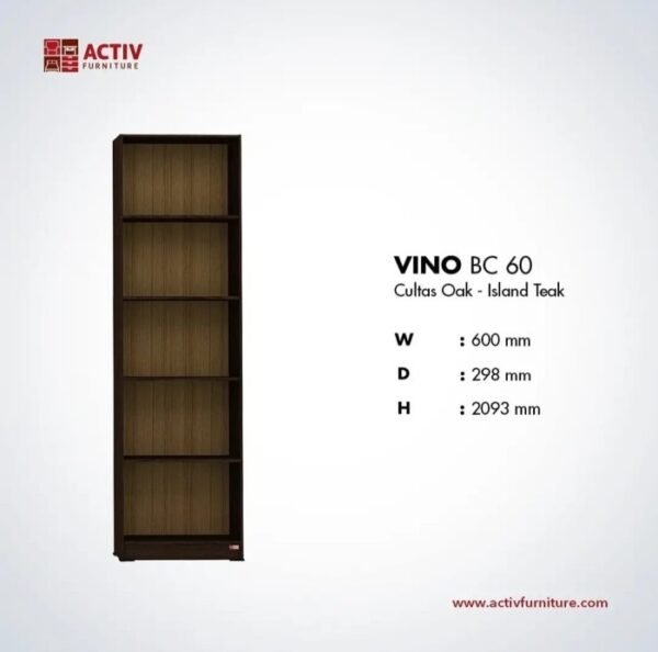 TERMURAH ACTIV FURNITURE VINO BC 60 X 210 CM RAK BUKU KECIL 5 SUSUN - Image 3