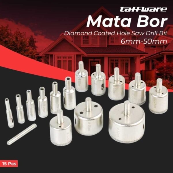 TERMURAH TAFFWARE MATA BOR BIT 6MM-50MM 15 PCS - GJ0105