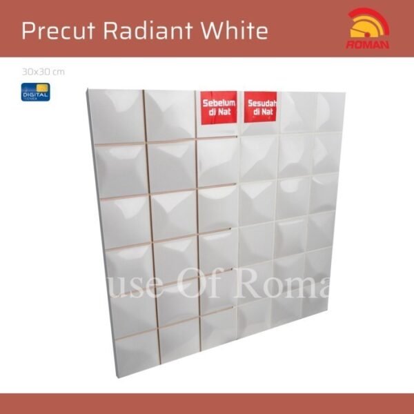 TERMURAH ROMAN KERAMIK PRE CUT 30 X 30 PWA33721 RADIANT WHITE GOL B - Image 3