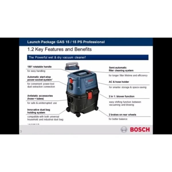 TERMURAH BOSCH GAS 15 PS PROFESSIONAL VACUUM CLEANER BASAH/KERING - Image 3
