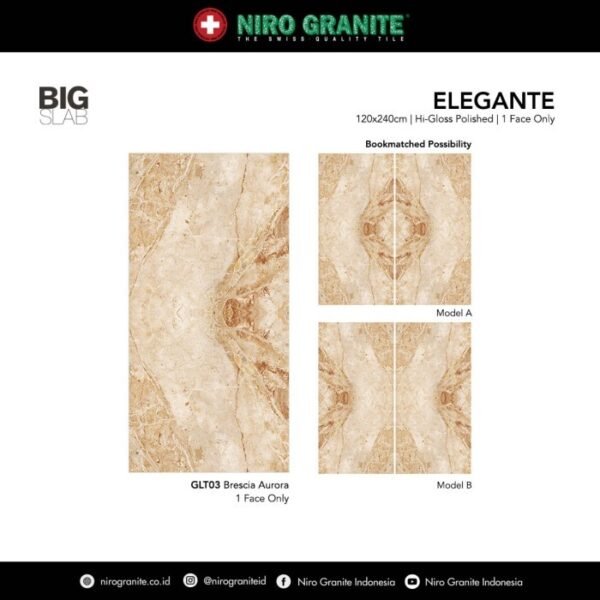 TERMURAH NIRO GRANITE ELEGANTE GLT03 BRESCIA AURORA GLASS POLISHED - Image 2