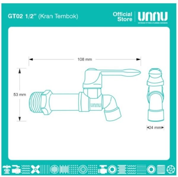 TERMURAH UNNU KRAN TEMBOK - GT02 1/2 INCHI - Image 3