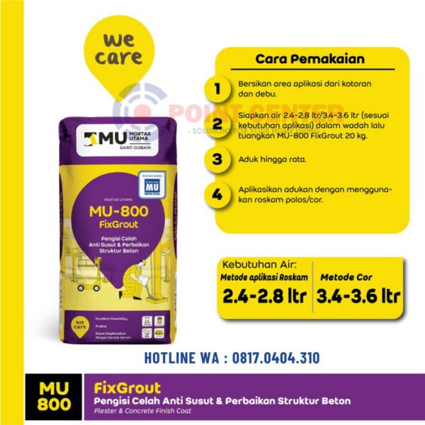 TERMURAH MORTAR UTAMA MU-800 FIXGROUT PENGISI CELAH ANTI SUSUT 20KG