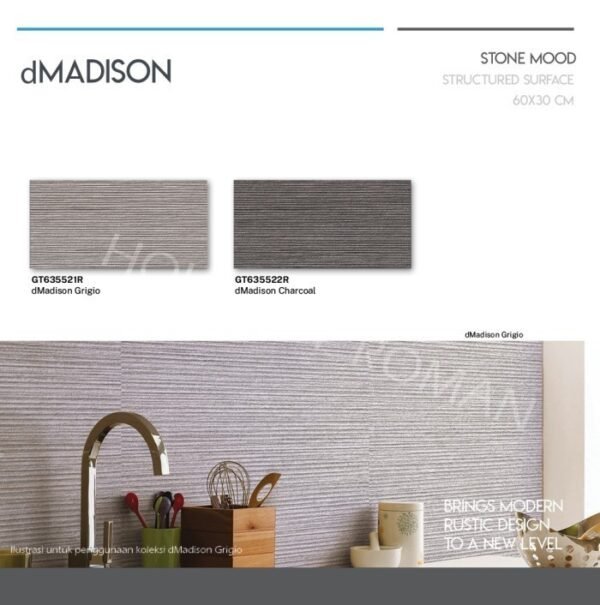 TERMURAH ROMAN GRANIT 30 X 60 GT635522R DMADISON CHARCOAL - Image 4