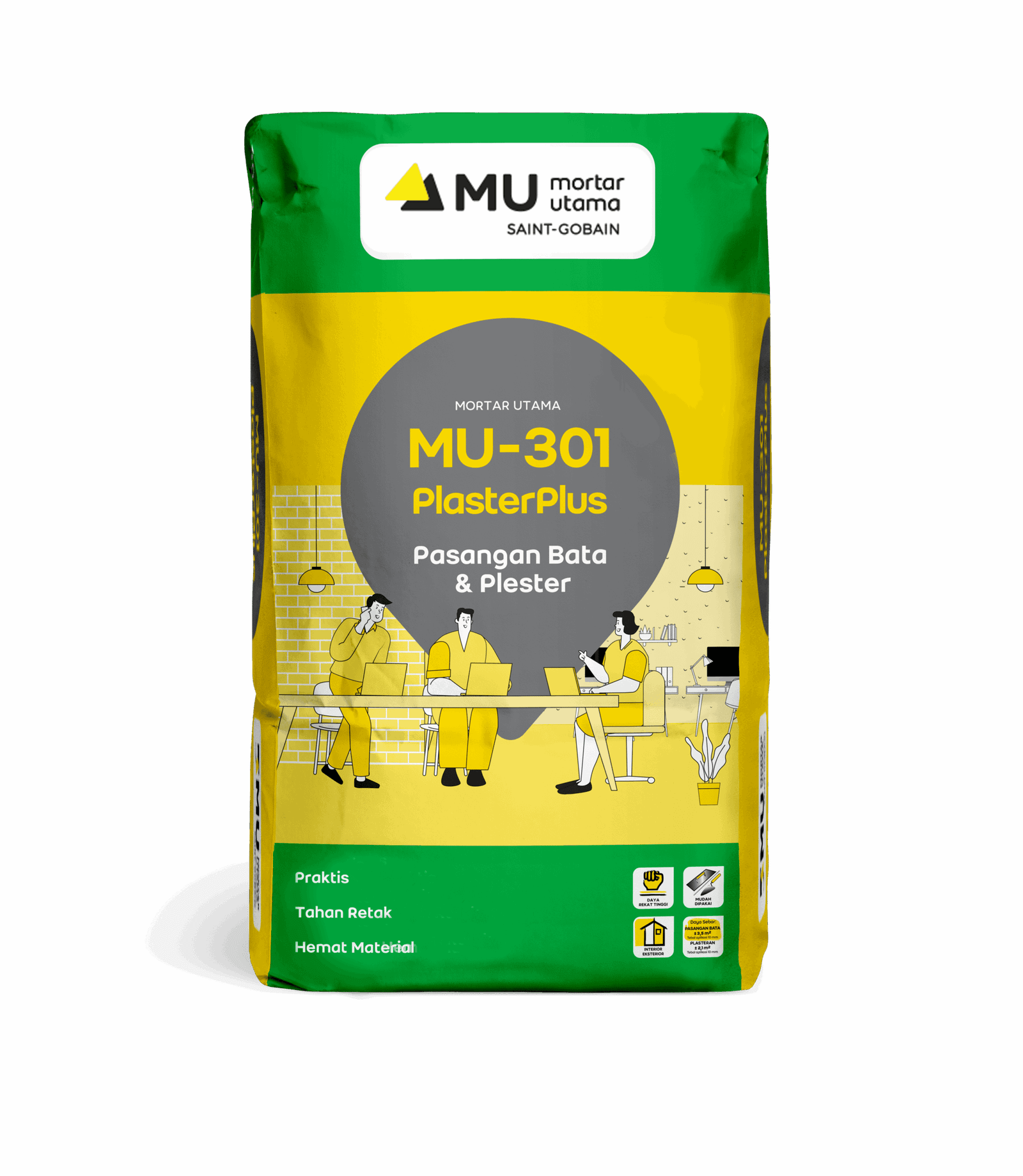 Mortar Utama MU-301 PlasterPlus Pasangan Bata dan Plester 40kg