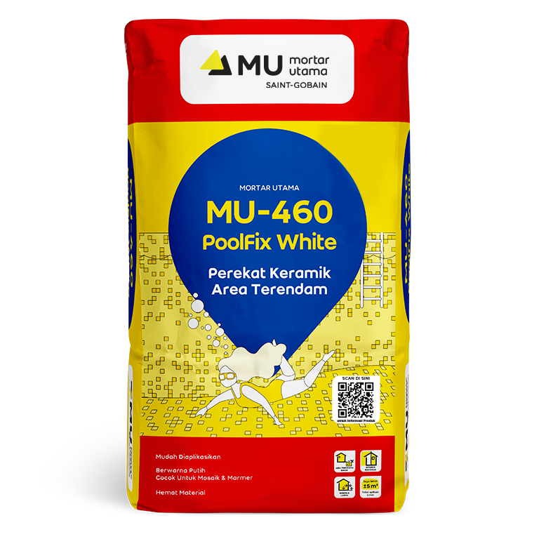 Mortar Utama MU-460 PoolFix White Perekat Keramik Area Terendam 25kg