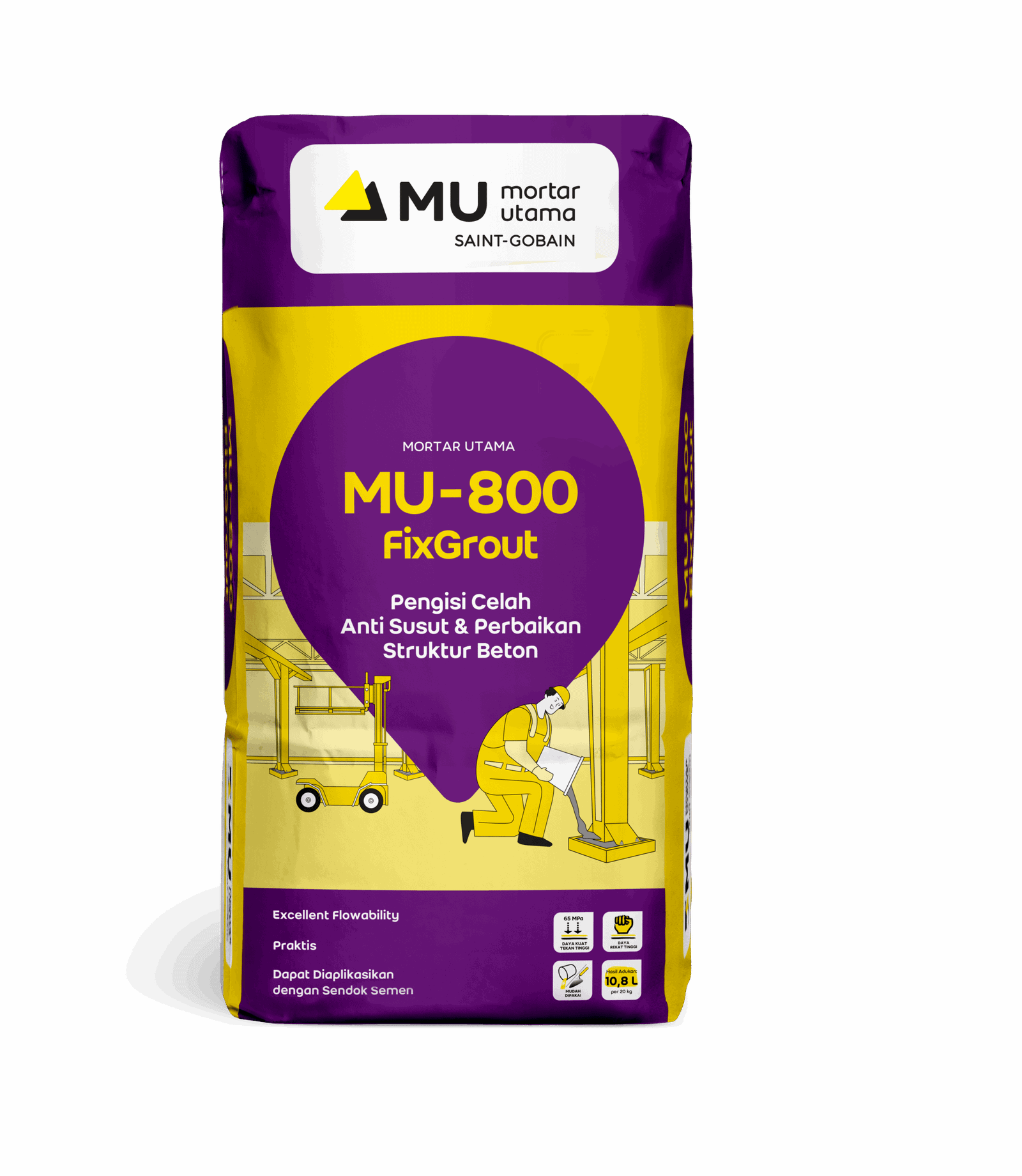 Mortar Utama MU-800 FixGrout Pengisi Celah Anti Susut dan Perbaikan Struktur Beton 25kg