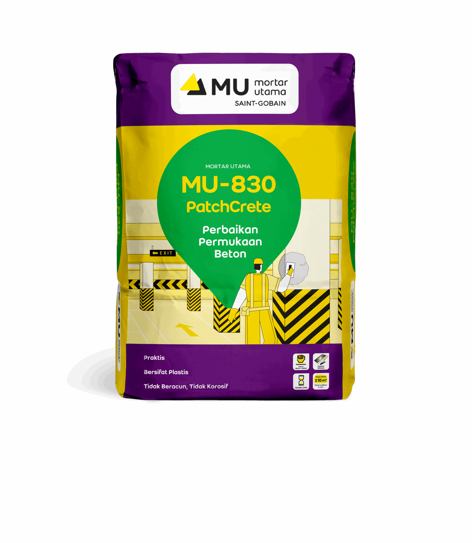 Mortar Utama MU-830 PatchCrete Perbaikan Permukaan Beton 40kg