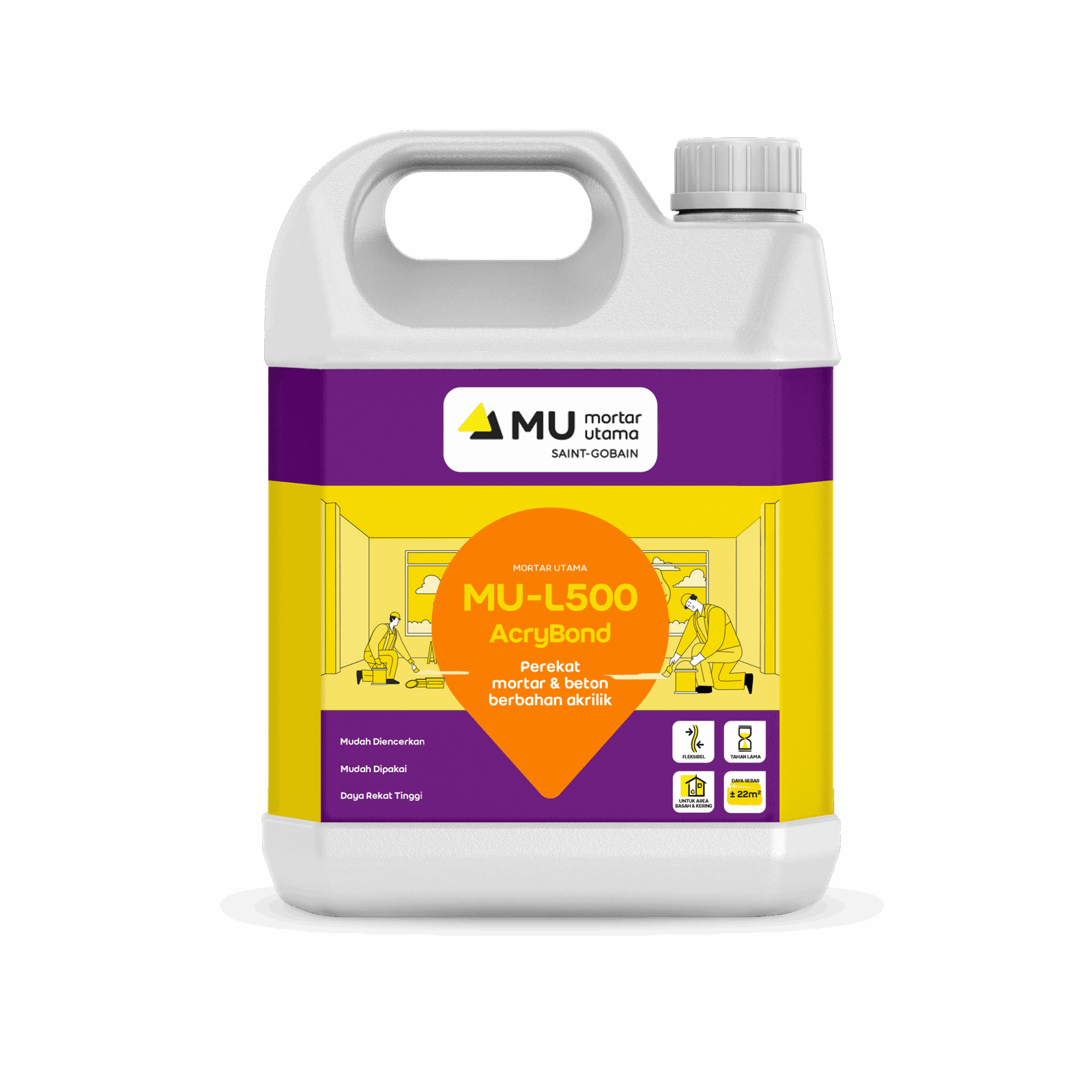 Mortar Utama MU L500 AcryBond Perekat Mortar dan Beton Berbahan Akrilik 900ml