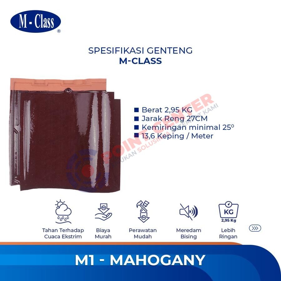 Genteng M-Class Badan (M-1) warna Mahogany Glossy per 100 keping - Image 3
