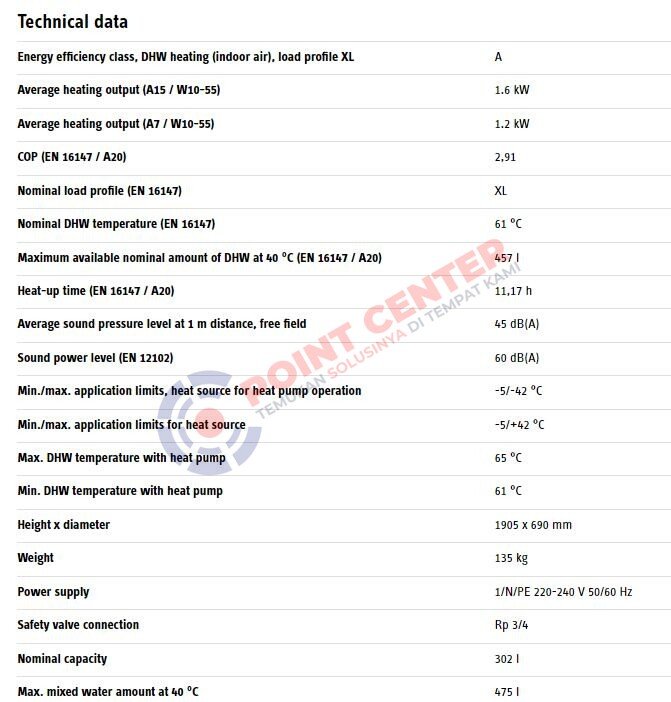 Stiebel Eltron Heat Pump WWK302H 300 L - Image 3