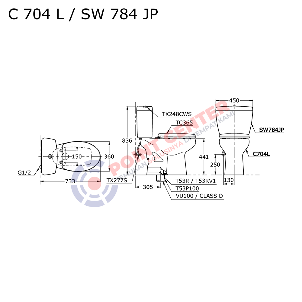 TOTO C704L/SW784JP Close Coupled Toilet - Image 2