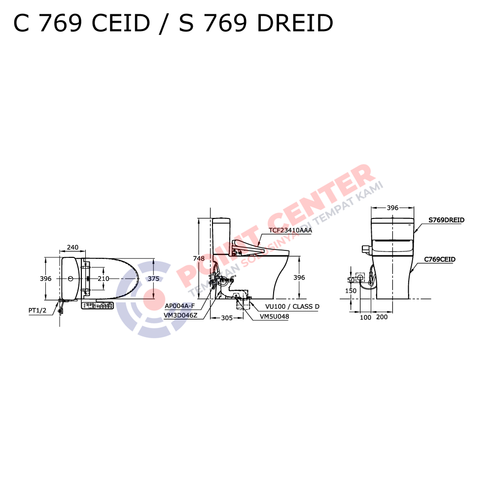 TOTO C769CEID/S769DREID/TCF23410AAA Close Coupled Toilet with Washlet - Image 2