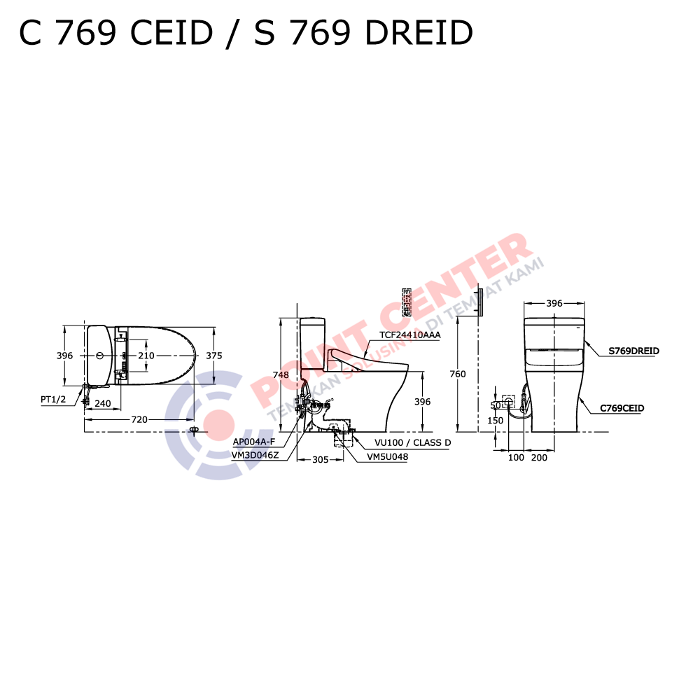 TOTO C769CEID/S769DREID/TCF24410AAA Close Coupled Toilet with Washlet - Image 2