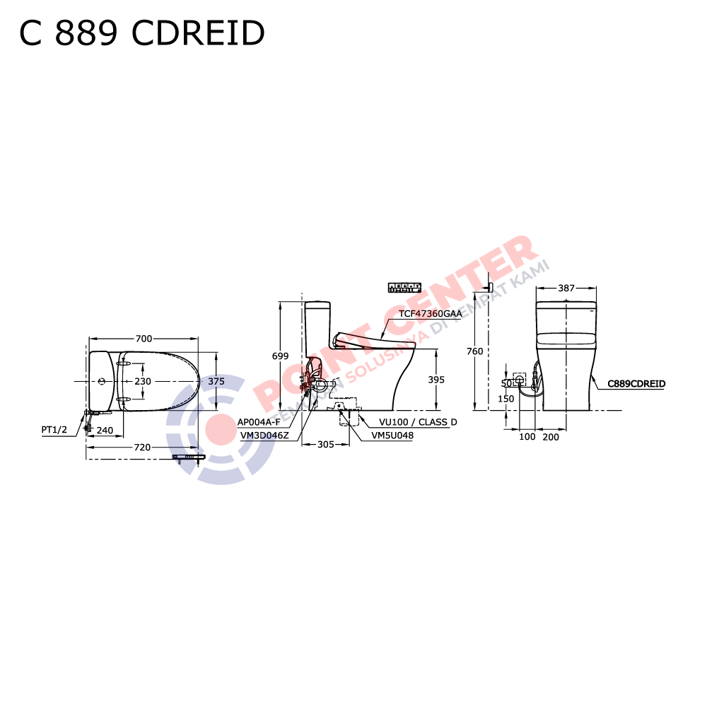 TOTO C889CDREID One Piece Toilet with Washlet - Image 2