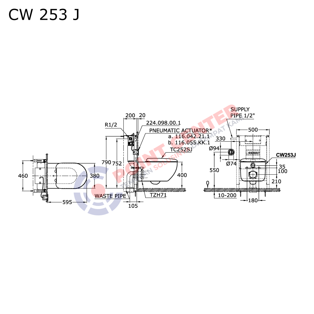 TOTO CW253J (Dual Flush) Wall Hung Toilet (Hayon Series) - Image 2