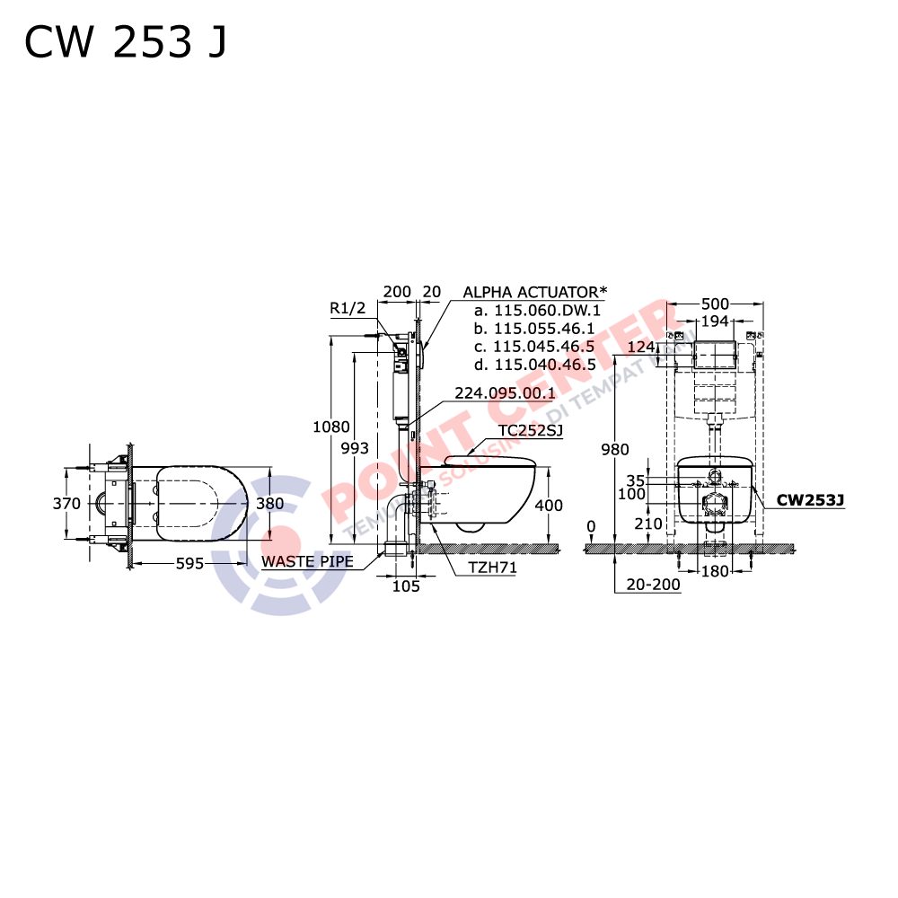 TOTO CW253J Single Bowl Wall Hung Toilet - Wall Hung 4.5/3 L Dual Flush Rimless Tornado Flush Solid Duroplast Seat & Cover (Hayon Series) - Image 2