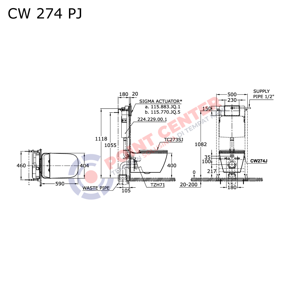 TOTO CW274J Wall Hung Toilet (Alisei Series) - Image 2