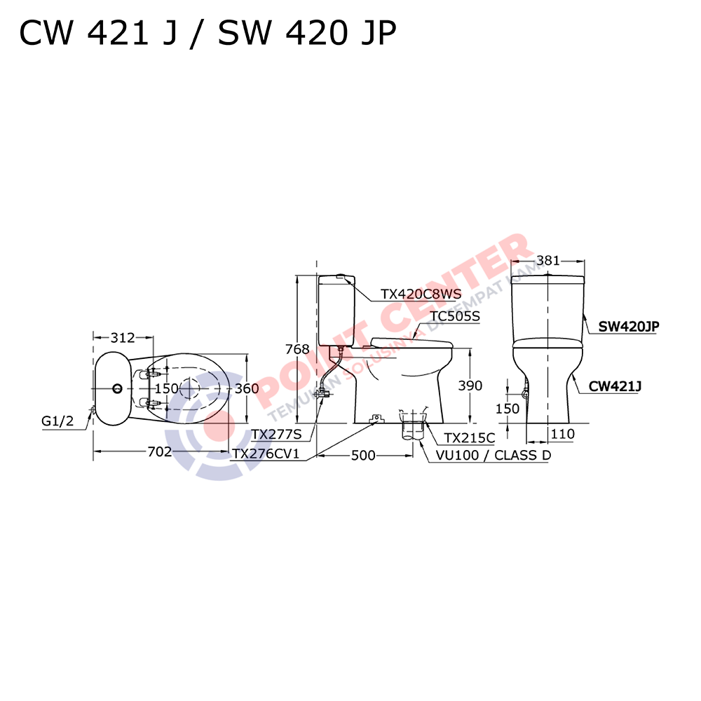 TOTO CW421J/SW420JP Close Coupled Toilet - Image 2