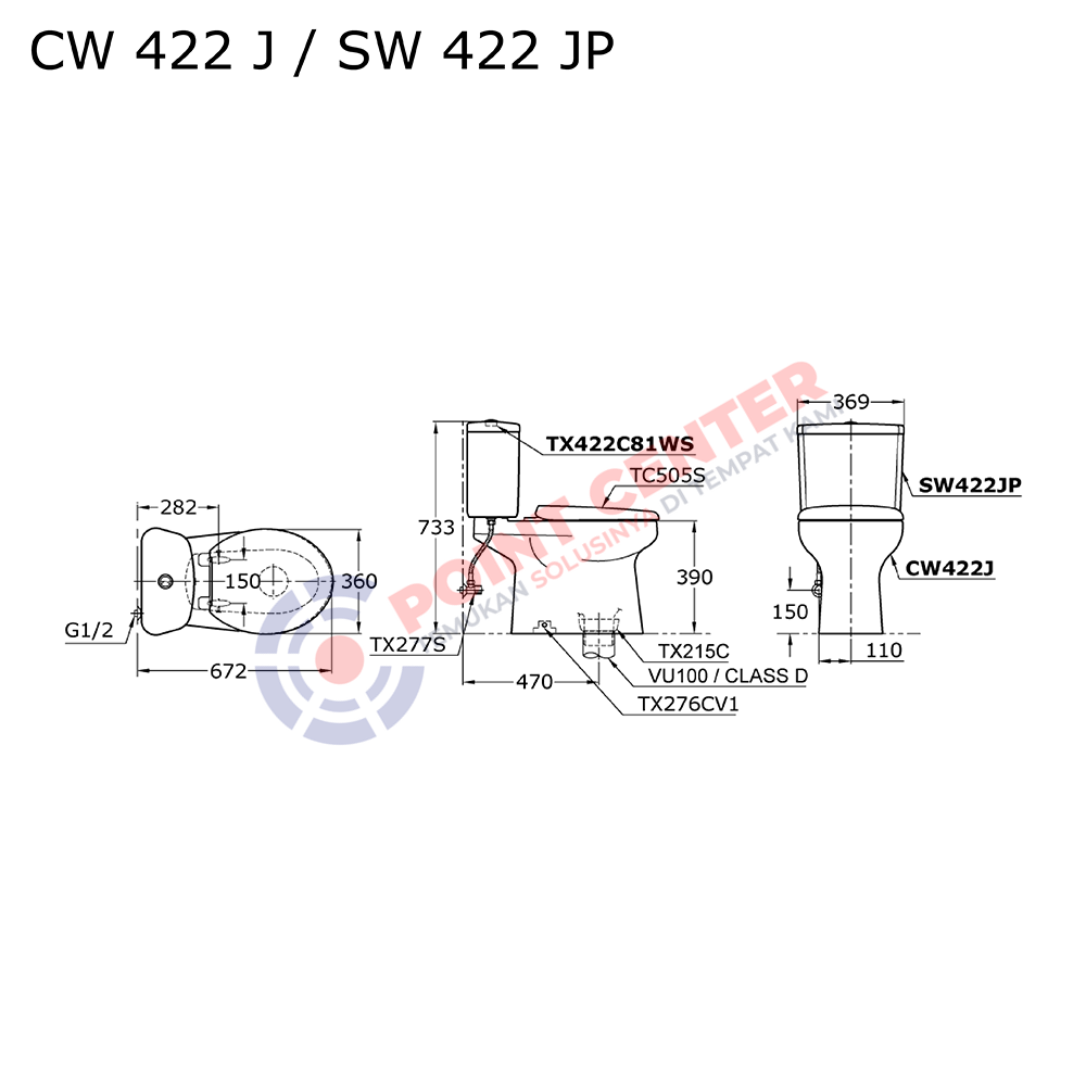 TOTO CW422J/SW422JP Close Coupled Toilet - Image 2