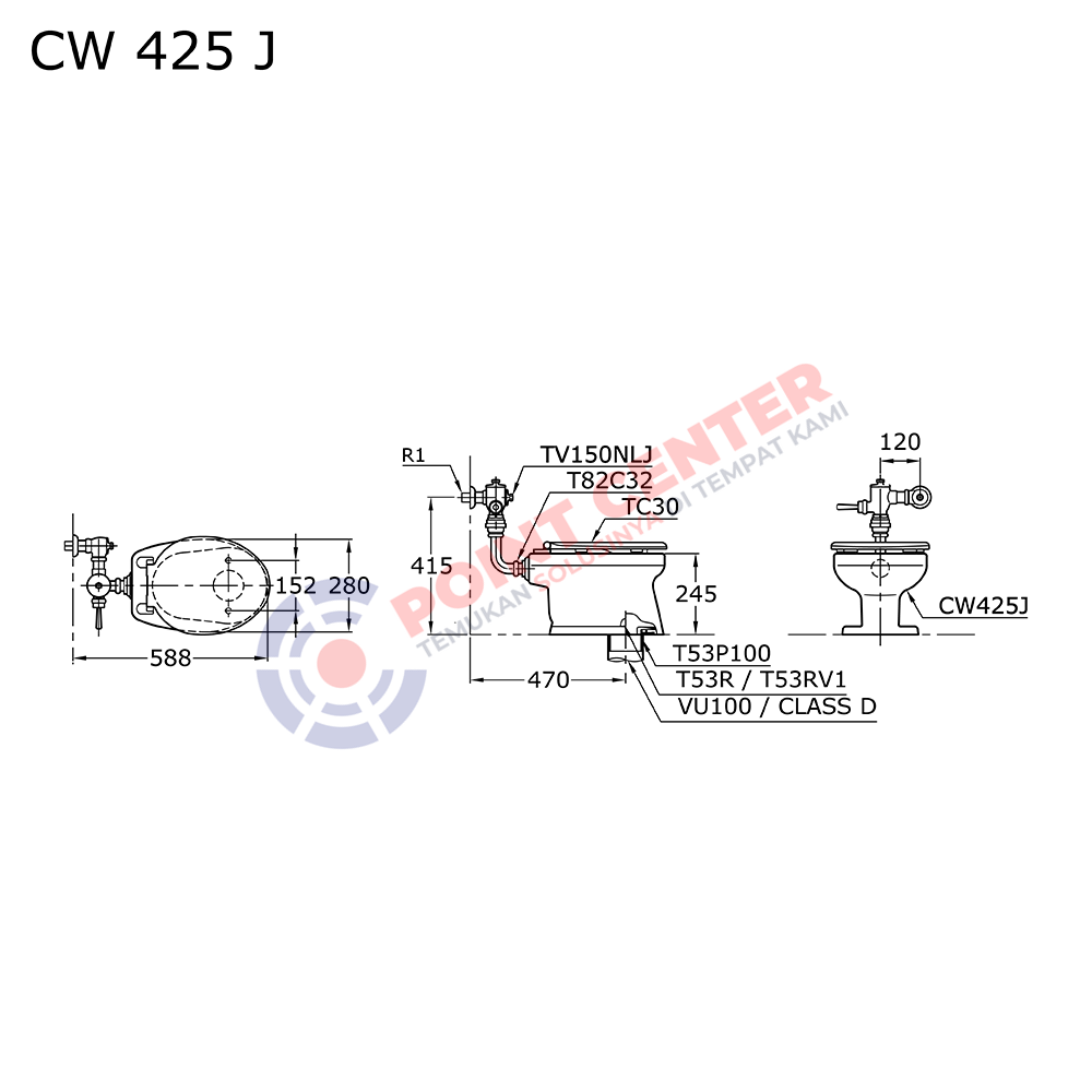TOTO CW425J/TV150NLJ Toilet Bowl - Image 2