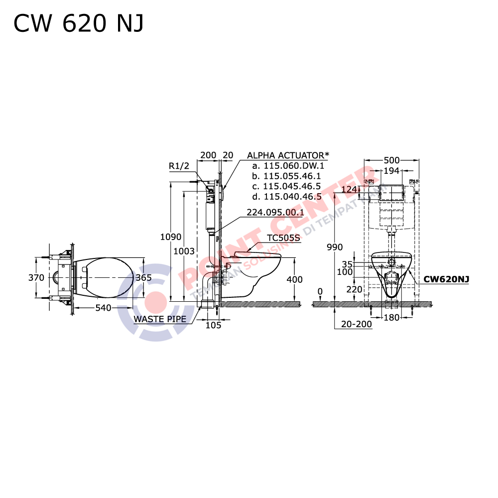 TOTO CW620NJ Wall Hung Toilet - Image 2